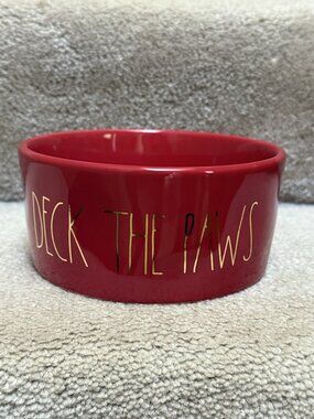 Rae Dunn 6-inch "Deck the Paws" Pet Bowl